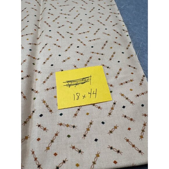 "Wit And Wisdom" Cotton Fabric by Kim Diehl for Henry Glass 18x44" Beige w/ Brow - Picture 4 of 5